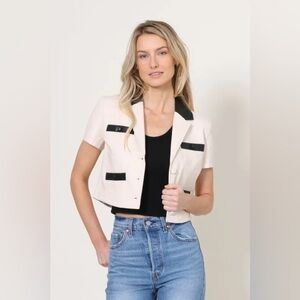 Shiller Short Sleeve Leather Jacket | Central Park West white xs